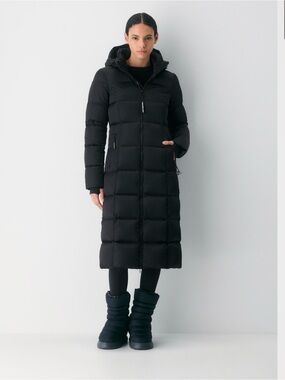TNA Long Puffer Coat in Dark Brown